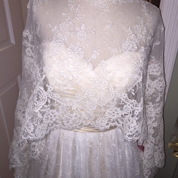 PRONOVIAS Poncho Off White, One Size - Picture 2 of 9